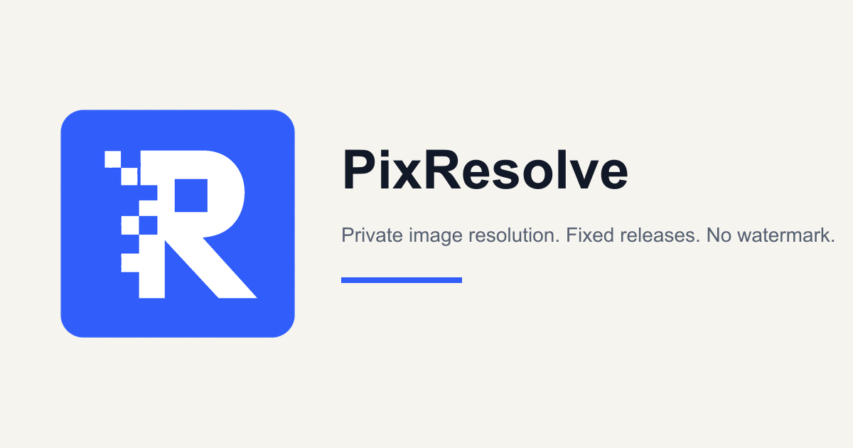 Screenshot of PixResolve, AI photo enhancer that cleans noise, soft edges and JPEG artifacts